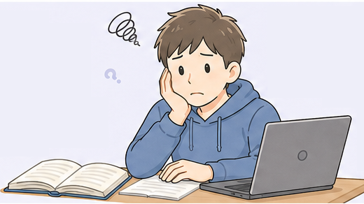 システム開発の進め方が分からず悩んでいる人のイラスト